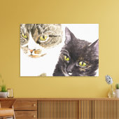 Toile Deux chats - tabby et écaille de tortue (Insitu(Salon))