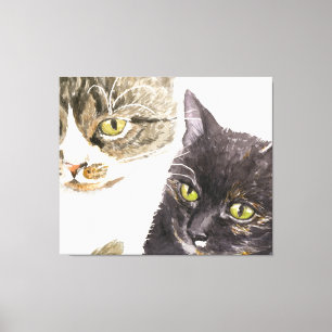 Toile Deux chats - tabby et tortie
