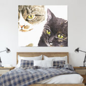 Toile Deux chats - tabby et tortie (Insitu(Chambre))
