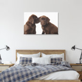 Toile Deux chiots Labrador Retriever Puppies au chocolat (Insitu(Chambre))