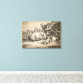 Toile Deux cochons couchés dans la paille dans un stylo  (Insitu (Plancher de Bois))