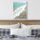 Toile Deux Coeurs de sable sur la plage, Océan romantiqu (Insitu(Chambre))