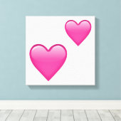 Toile Deux Coeurs roses - Emoji (Insitu (Plancher de Bois))