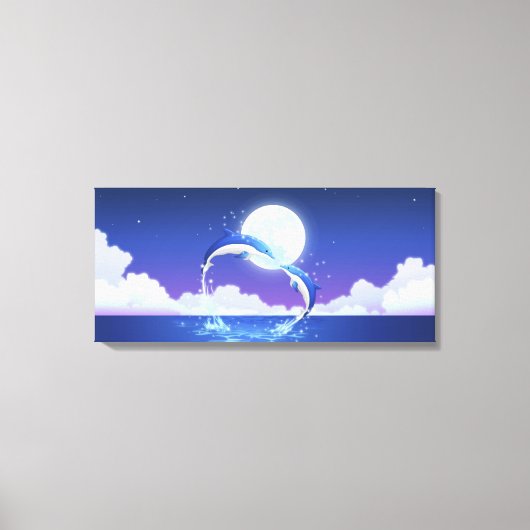 Toile Deux dauphins au nez de bouteille sautant hors de  (Recto)