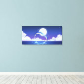 Toile Deux dauphins au nez de bouteille sautant hors de  (Insitu (Plancher de Bois))