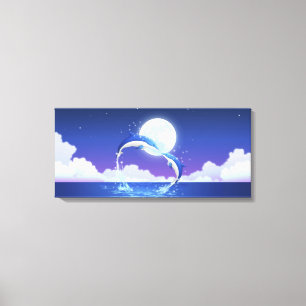 Toile Deux dauphins au nez de bouteille sautant hors de 