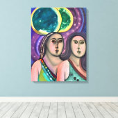 Toile Deux femmes sous la lune (Insitu (Plancher de Bois))