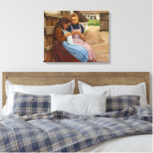 Toile Deux Filles avec Needlework assis dans une ferme (Insitu(Chambre))