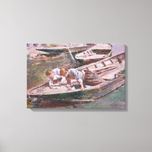 Toile Deux garçons dans un bateau (de Theodore Robinson)