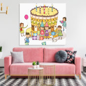 Toile Deux garçons et trois filles dans une fête d'anniv (Insitu(Salon))