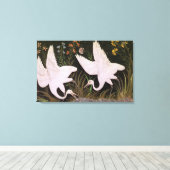 Toile Deux grues au bord d'un étang (Insitu (Plancher de Bois))