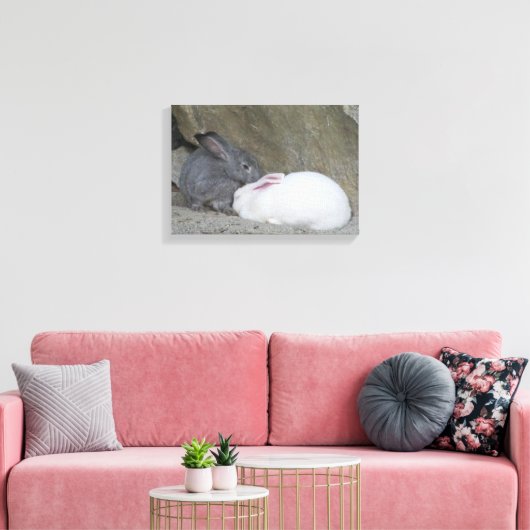 Toile Deux lapins de lapin mignons (Insitu(Salon))