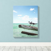 Toile Deux mouettes assises sur un arbre mort qui sort (Insitu (Plancher de Bois))