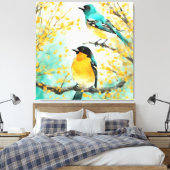 Toile Deux oiseaux assis sur la branche de l'arbre (Insitu(Chambre))
