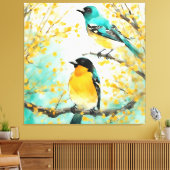 Toile Deux oiseaux assis sur la branche de l'arbre (Insitu(Salon))
