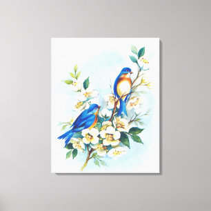 Toile Deux oiseaux bleus