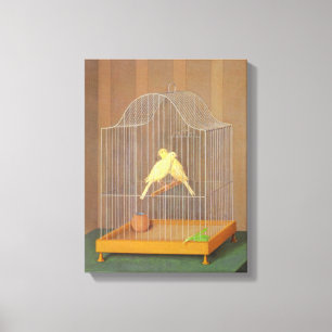 Toile Deux oiseaux des Canaries dans une cage (par Anton