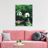 Toile Deux pandas mangeant du bambou ensemble, Wolong (Insitu(Salon))