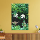 Toile Deux pandas mangeant du bambou ensemble, Wolong (Insitu(Salon))