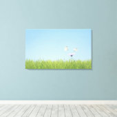 Toile Deux papillons survolent la fleur (Insitu (Plancher de Bois))