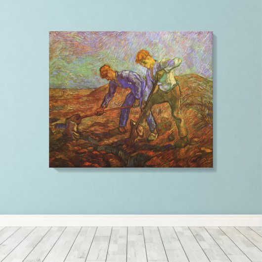 Toile Deux paysans creusant par Vincent van Gogh (Insitu (Plancher de Bois))