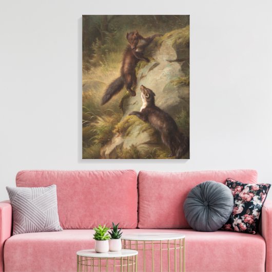 Toile Deux pins martens sur un rocher dans la forêt (Insitu(Salon))