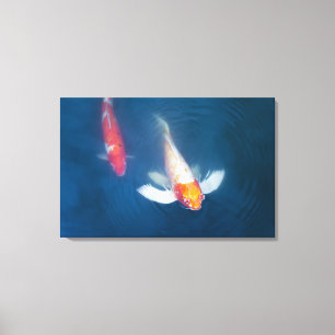 Toile Deux poissons japonais de koi dans l'étang