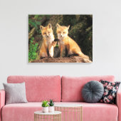 Toile Deux renardeaux rouges devant leur tanière (Insitu(Salon))
