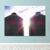 Toile Deux silos au lever du soleil (Insitu (Plancher de Bois))
