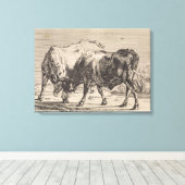 Toile Deux taureaux de combat (par Paulus Potter) (Insitu (Plancher de Bois))