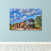 Toile Deux trains de marchandises de locomotives diesel  (Insitu (Plancher de Bois))