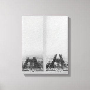 Toile Deux vues de la construction d'Eiffel