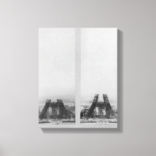 Toile Deux vues sur la construction de l'Eiffel (Recto)