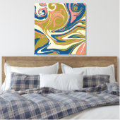 Toile Déversement - Bleu, Vert olive, Rose et Crème (Insitu(Chambre))