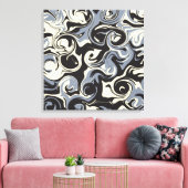 Toile Déversement - Noir, Gris et Crème (Insitu(Salon))