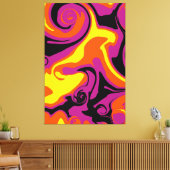 Toile Déversement - orange, noir, rose et jaune (Insitu(Salon))