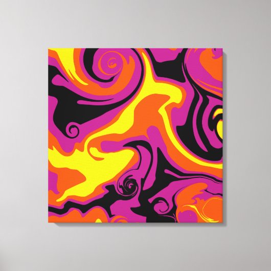 Toile Déversement - orange, noir, rose et jaune (Recto)