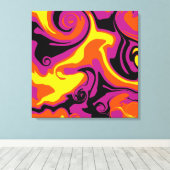 Toile Déversement - orange, noir, rose et jaune (Insitu (Plancher de Bois))