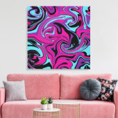 Toile Déversement - Oreiller rose, pourpre, bleu et noir (Insitu(Salon))