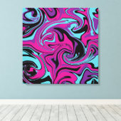 Toile Déversement - Oreiller rose, pourpre, bleu et noir (Insitu (Plancher de Bois))