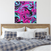 Toile Déversement - Oreiller rose, pourpre, bleu et noir (Insitu(Chambre))