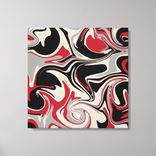Toile Déversement - Rouge, gris, noir et blanc os (Recto)