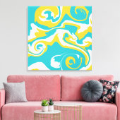 Toile Déversement - Turquoise et Jaune (Insitu(Salon))