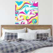 Toile Déversement - Turquoise, Jaune, Rose et Blanc (Insitu(Chambre))