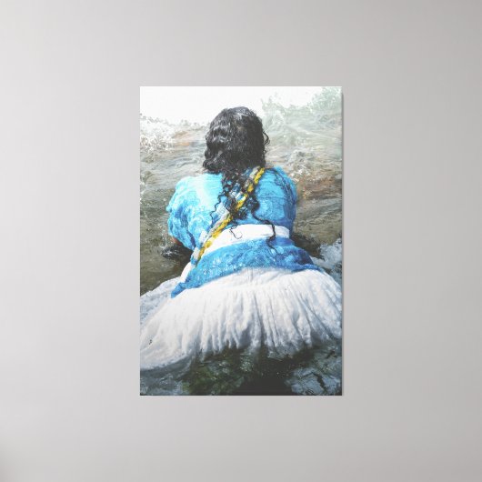 Toile Devotee Kneeling in Sacred Waters for Iemanjá Cele (Recto)