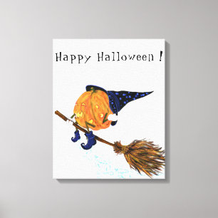 Toile d'Halloween Imprimer Sorcière Citrouille Vol