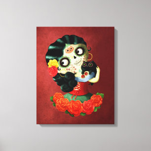 Toile Dia de Los Muertos Lovely Mexicaine Catrina Girl