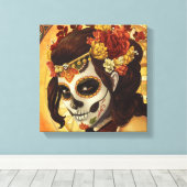 Toile Dia De Los Muertos Throw Pillow (Insitu (Plancher de Bois))