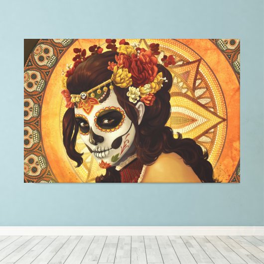 Toile Dia De Los Muertos Throw Pillow (Insitu (Plancher de Bois))