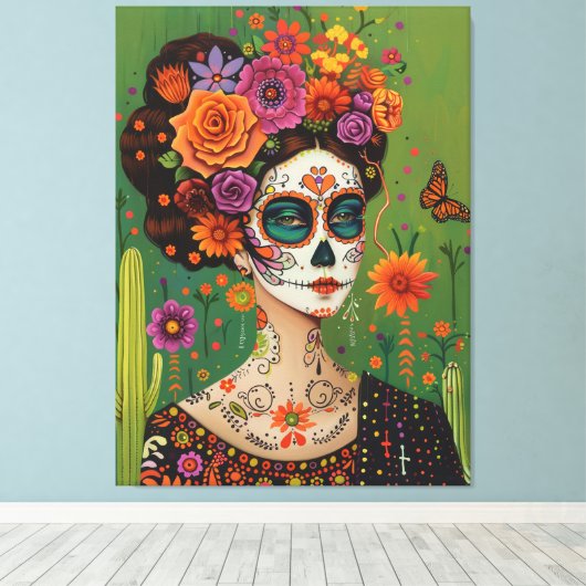Toile Dia de muertos, esthétique mexicaine (Insitu (Plancher de Bois))